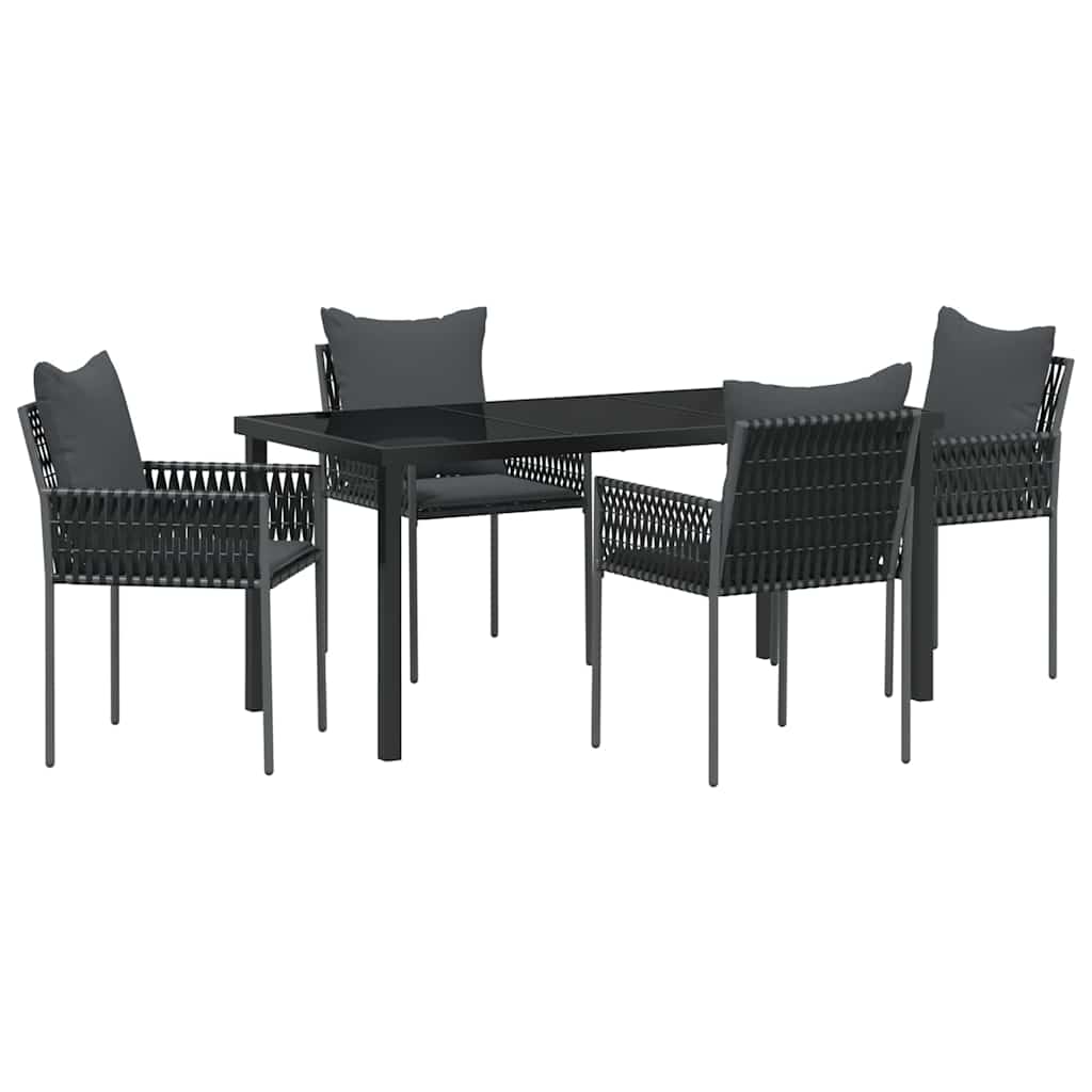 Ensemble de salle à manger pour jardin 5 pcs Noir et gris - XIOS