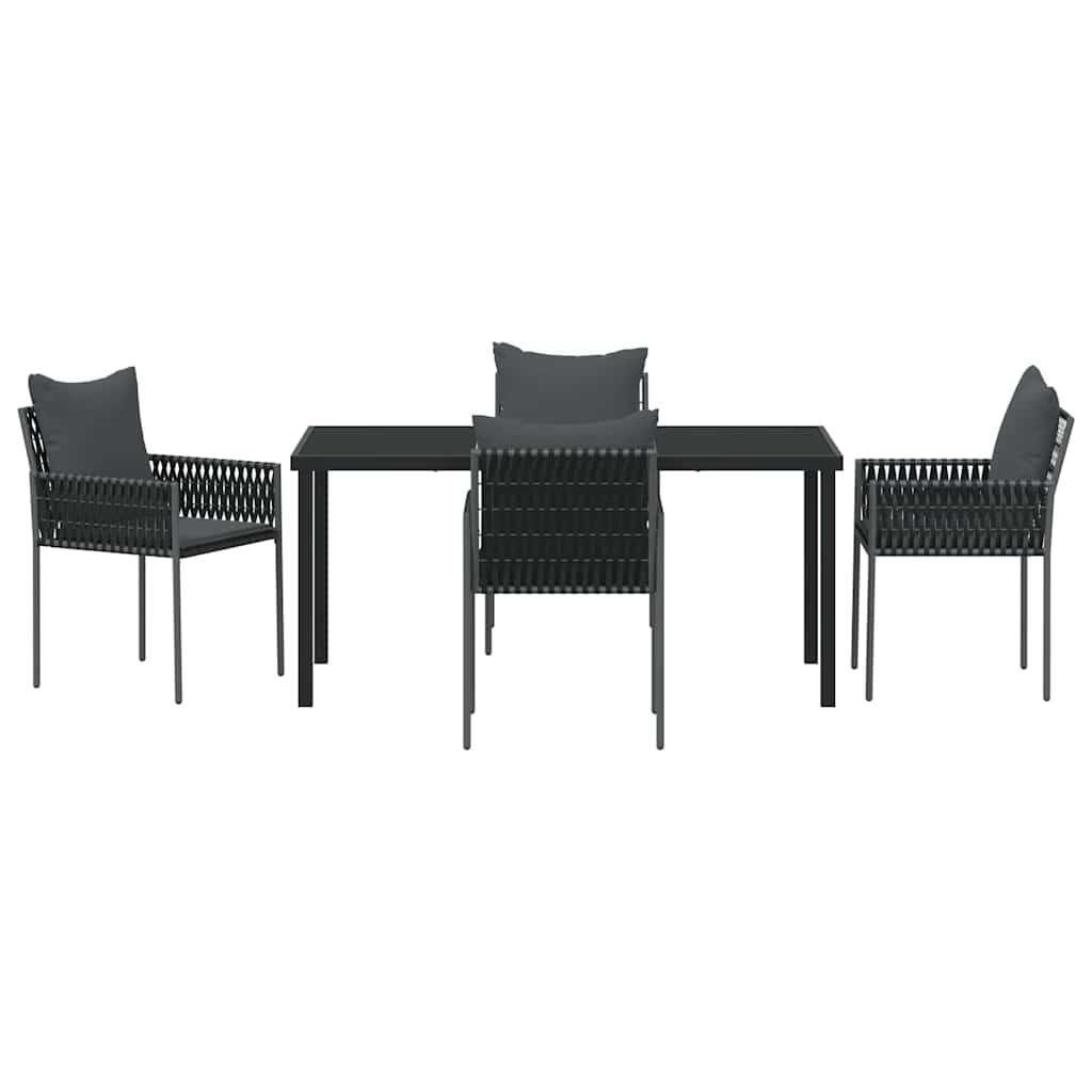 Ensemble de salle à manger pour jardin 5 pcs Noir et gris - XIOS