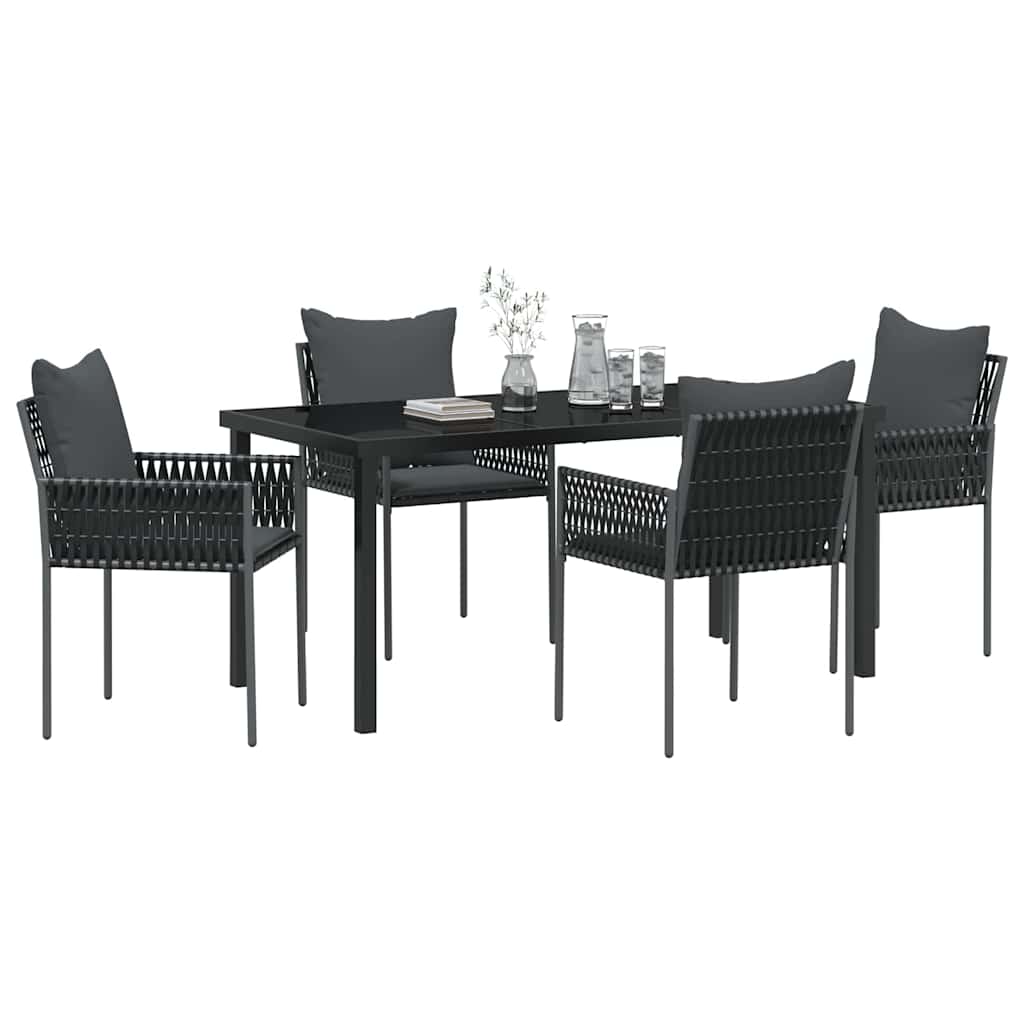 Ensemble de salle à manger pour jardin 5 pcs Noir et gris - XIOS