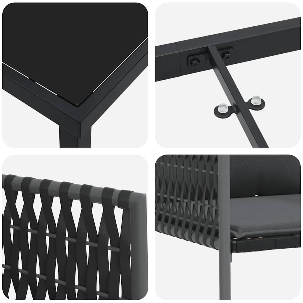 Ensemble de salle à manger pour jardin 7 pcs Noir et gris - XIOS