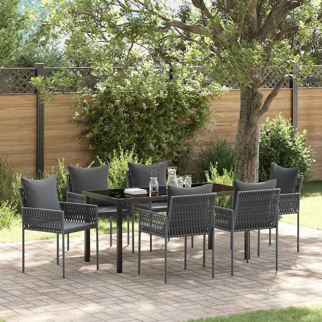 Ensemble de salle à manger pour jardin 7 pcs Noir et gris - XIOS