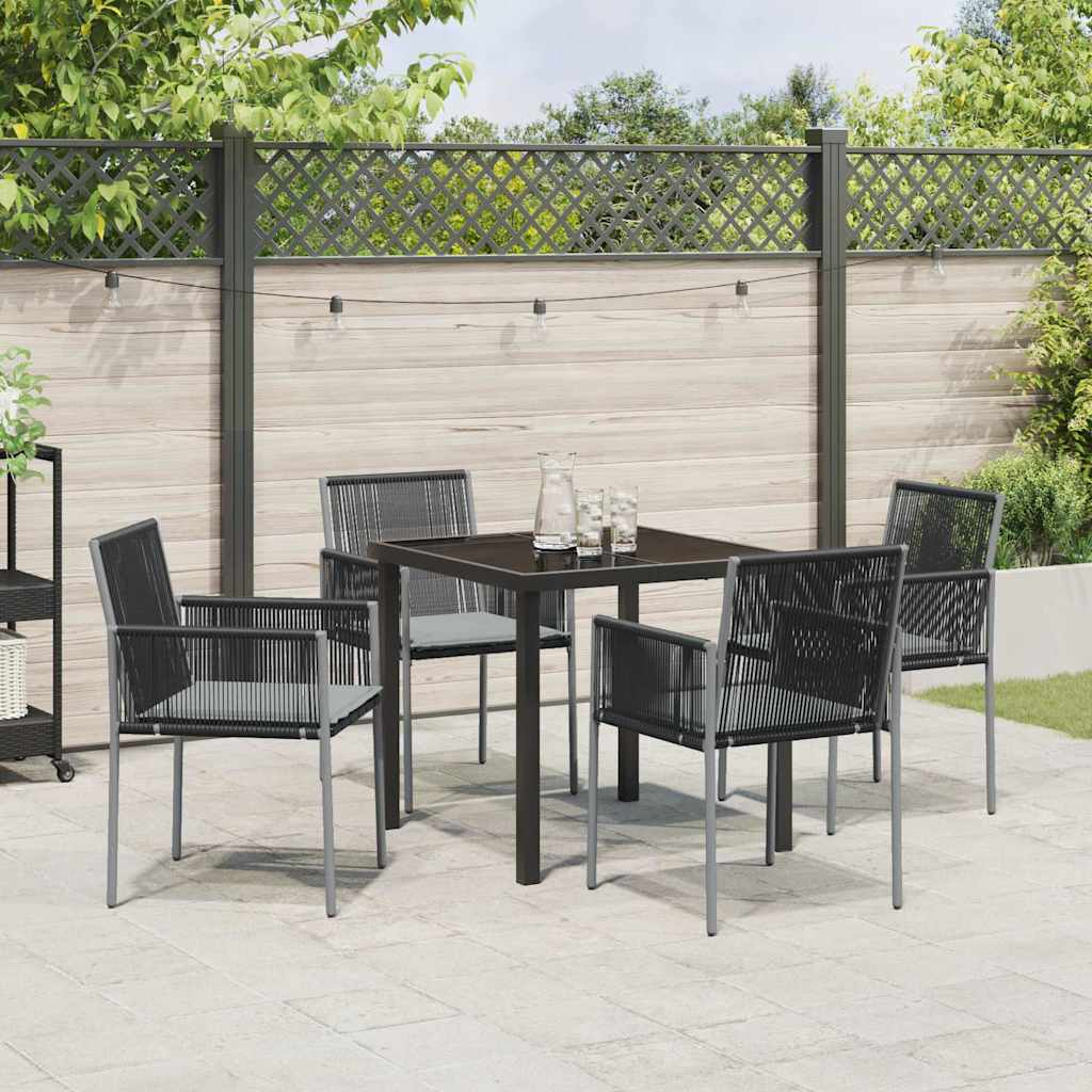 Ensemble de salle à manger pour jardin 5 pcs Noir Rotin PE - XIOS