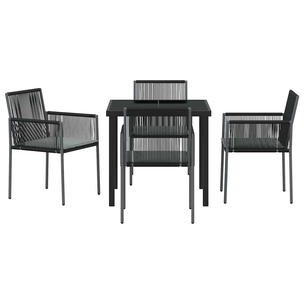 Ensemble de salle à manger pour jardin 5 pcs Noir Rotin PE - XIOS
