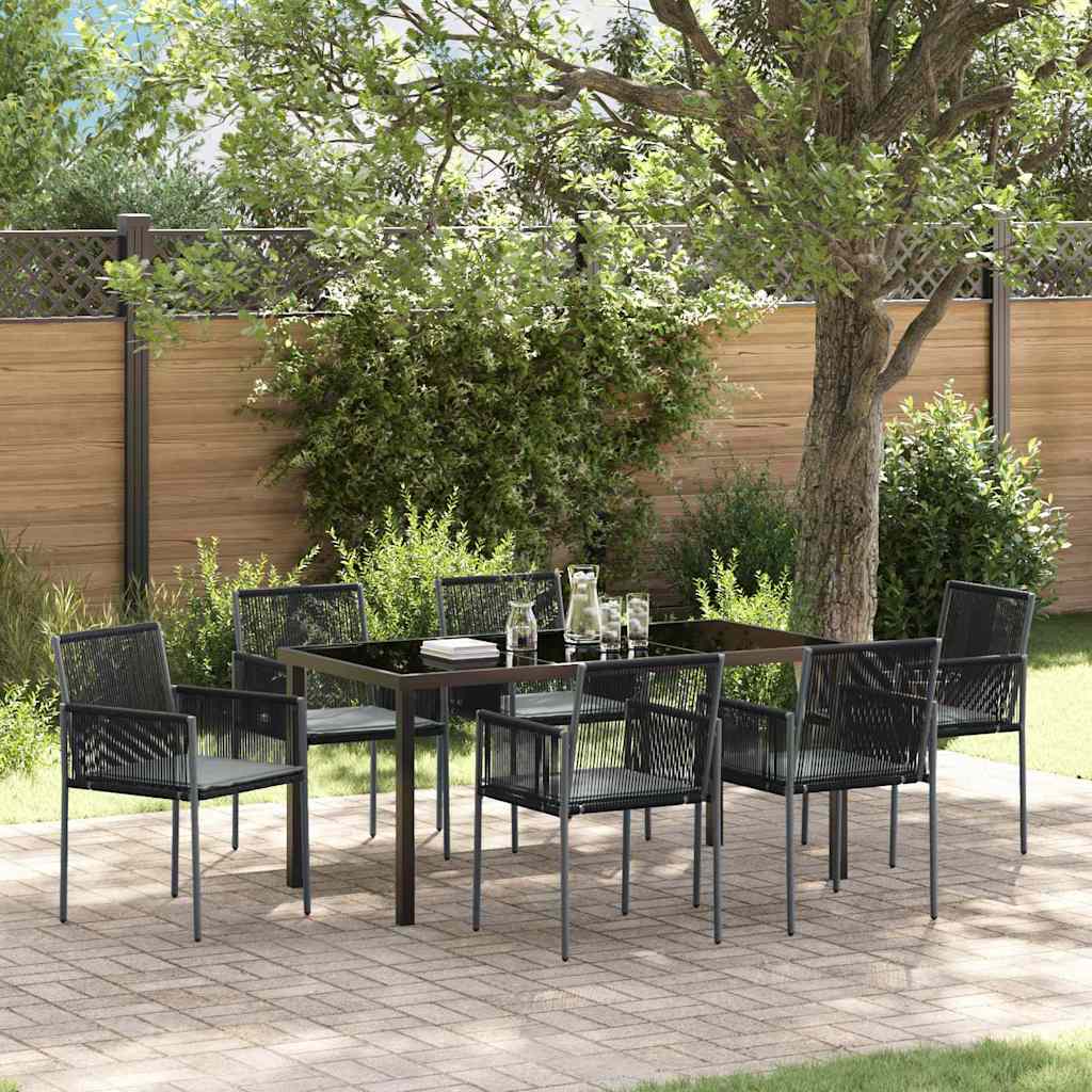Ensemble de salle à manger pour jardin 7 pcs Noir Rotin PE - XIOS