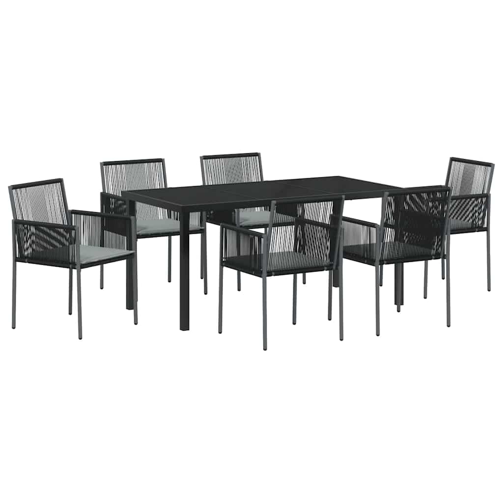 Ensemble de salle à manger pour jardin 7 pcs Noir Rotin PE - XIOS