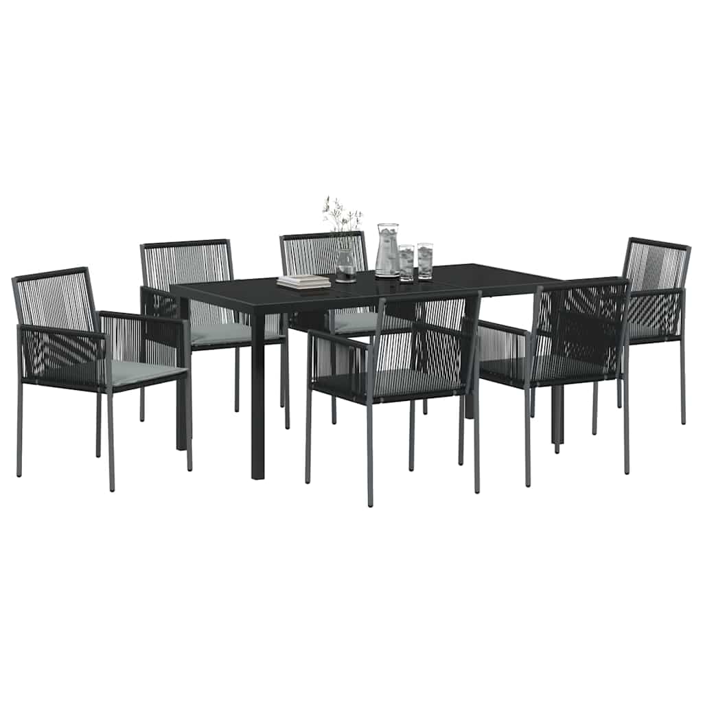 Ensemble de salle à manger pour jardin 7 pcs Noir Rotin PE - XIOS