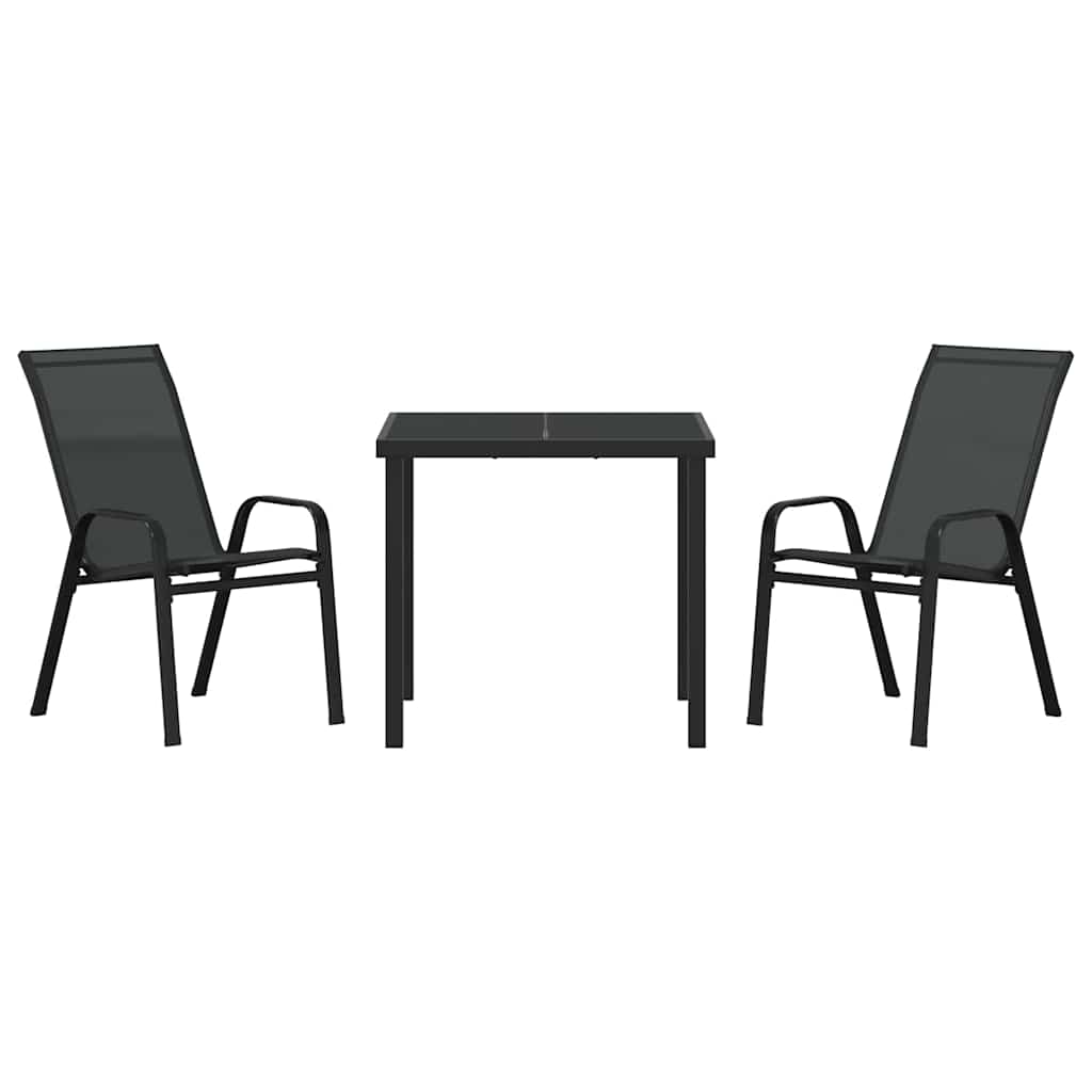 Ensemble de salle à manger pour jardin 3 pcs Noir - XIOS