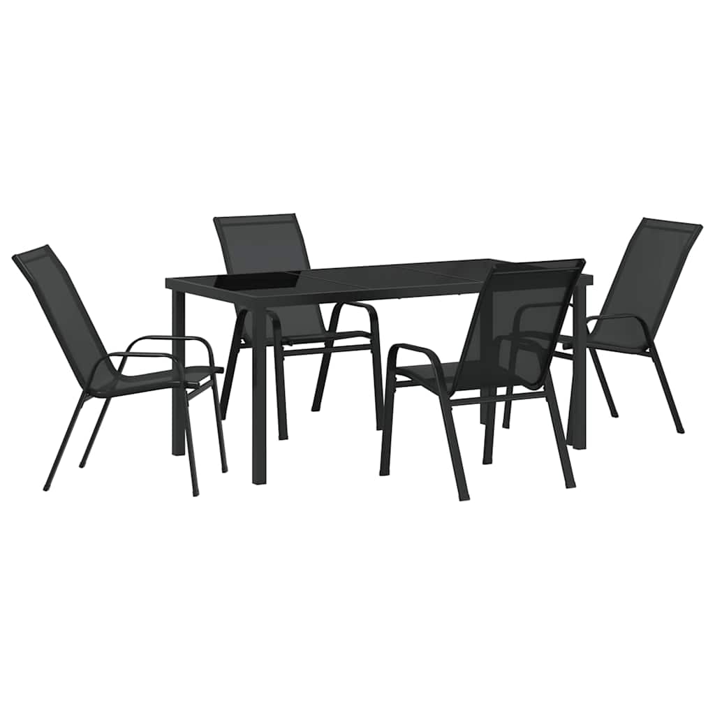 Ensemble de salle à manger pour jardin 5 pcs Noir - XIOS