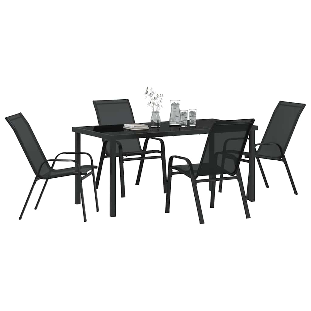 Ensemble de salle à manger pour jardin 5 pcs Noir - XIOS