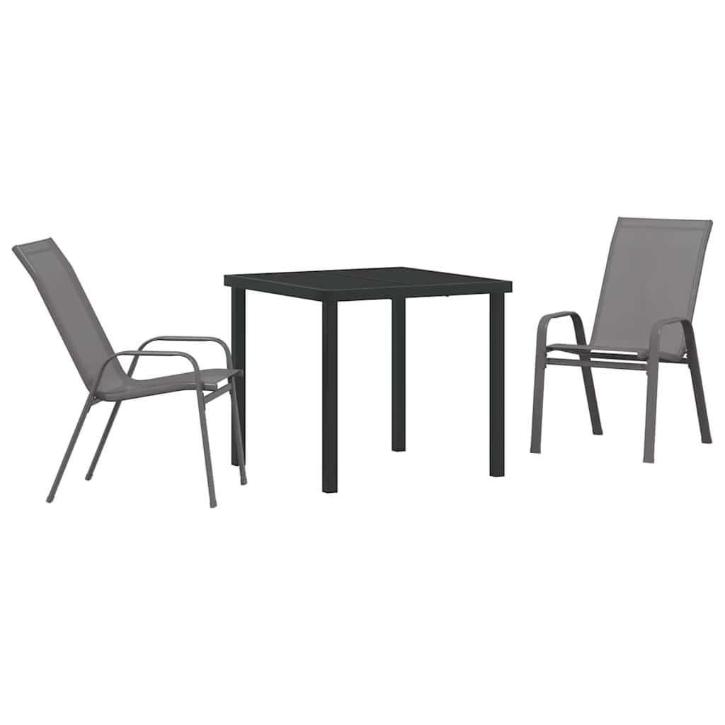 Ensemble de salle à manger pour jardin 3 pcs Gris et Noir - XIOS