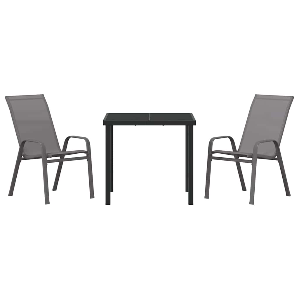 Ensemble de salle à manger pour jardin 3 pcs Gris et Noir - XIOS