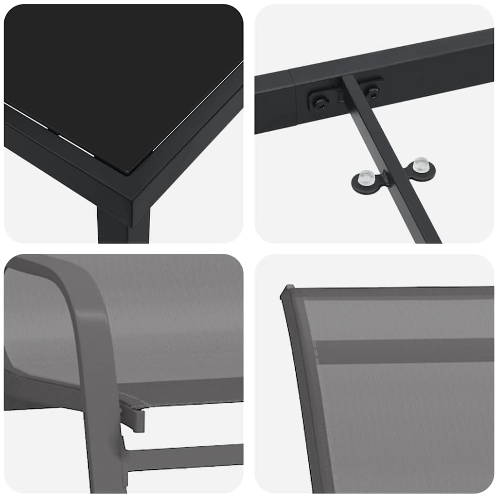 Ensemble de salle à manger pour jardin 5 pcs Gris et Noir - XIOS