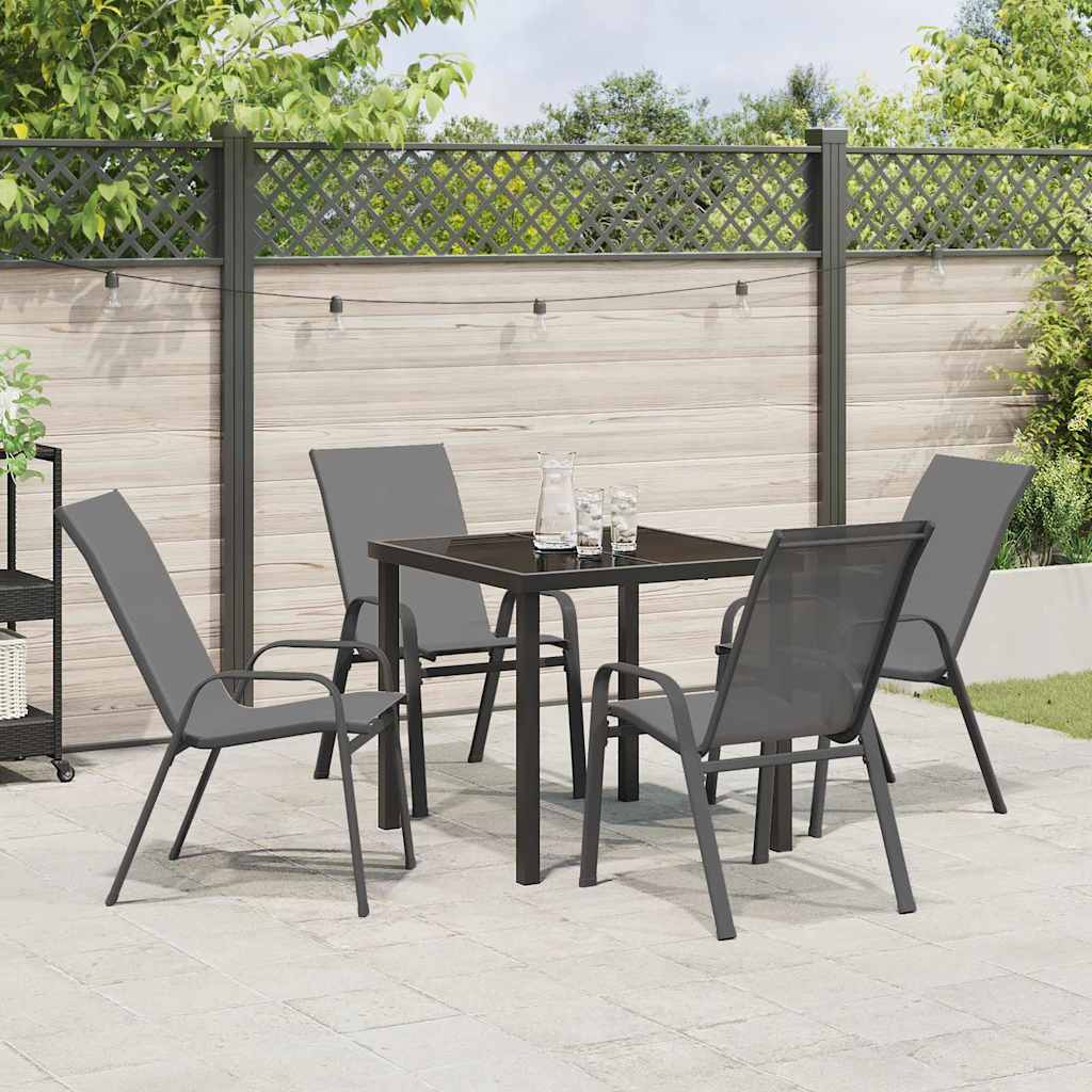 Ensemble de salle à manger pour jardin 5 pcs Gris et Noir - XIOS