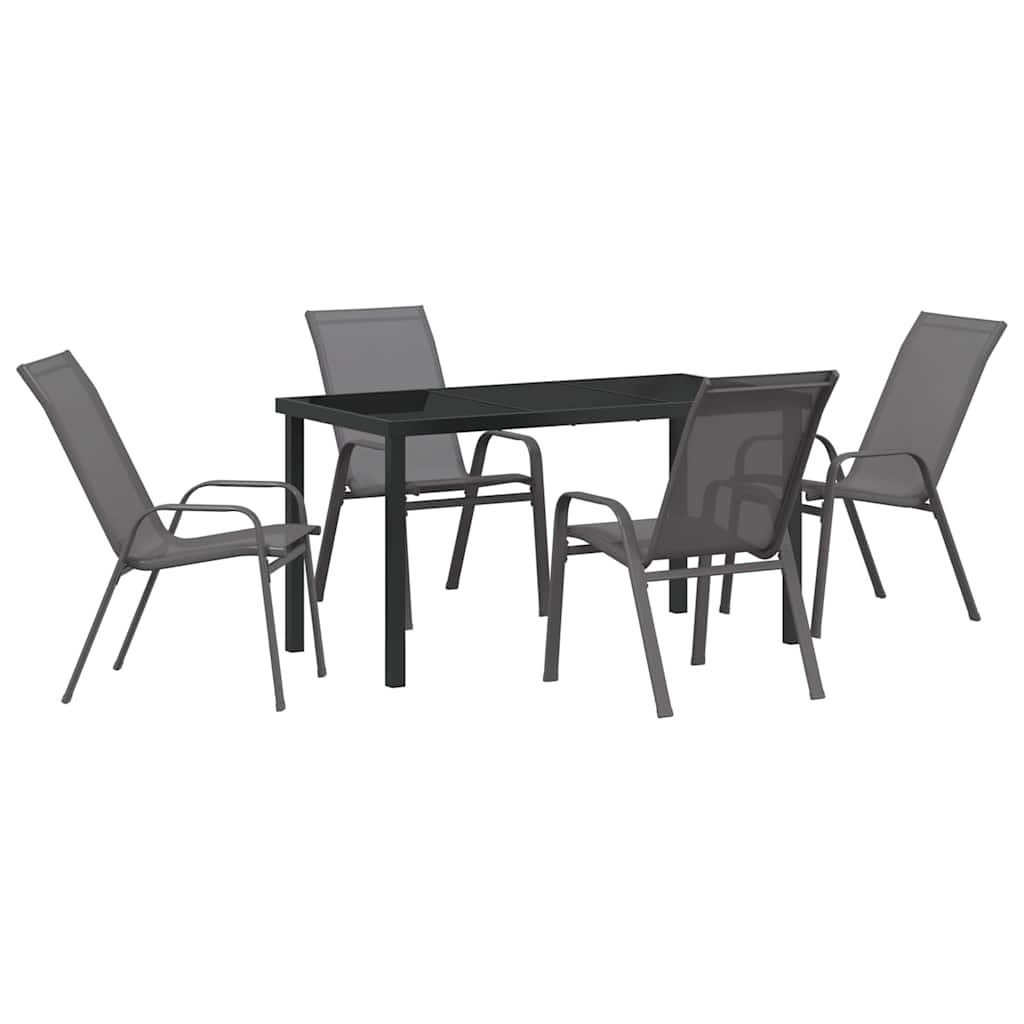 Ensemble de salle à manger pour jardin 5 pcs Gris et Noir - XIOS