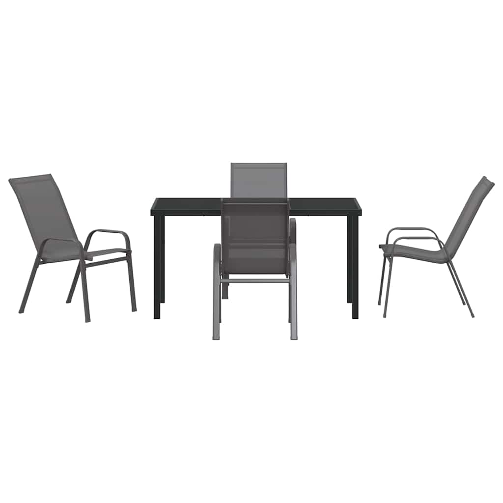 Ensemble de salle à manger pour jardin 5 pcs Gris et Noir - XIOS