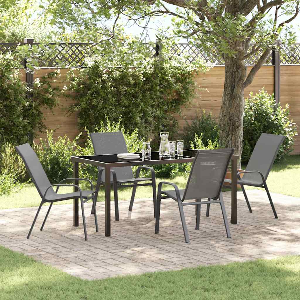 Ensemble de salle à manger pour jardin 5 pcs Gris et Noir - XIOS