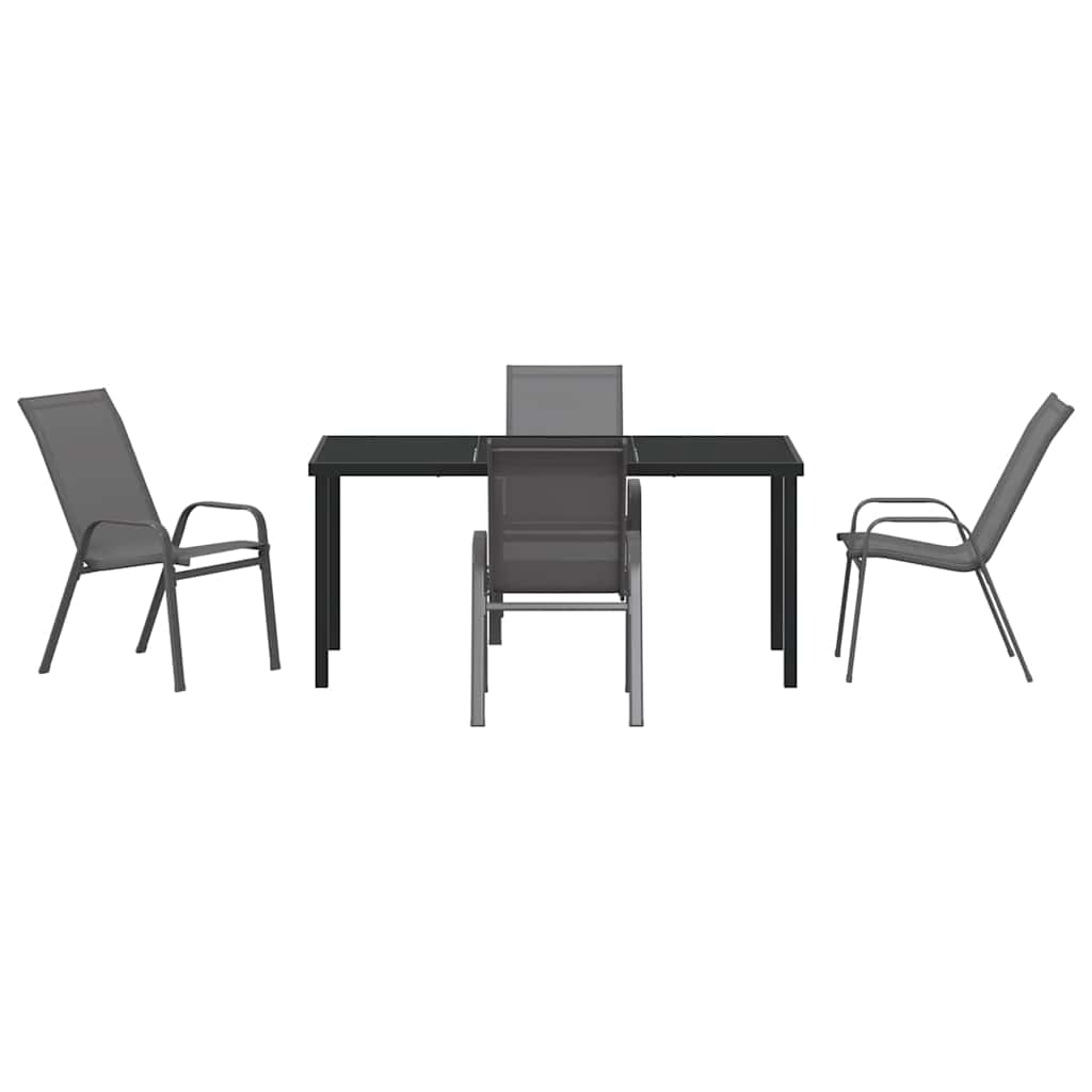 Ensemble de salle à manger pour jardin 5 pcs Gris et Noir - XIOS