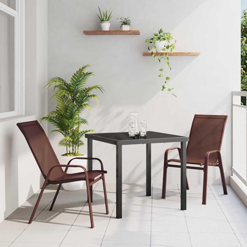 Ensemble de salle à manger pour jardin 3 pcs Marron et Noir - XIOS