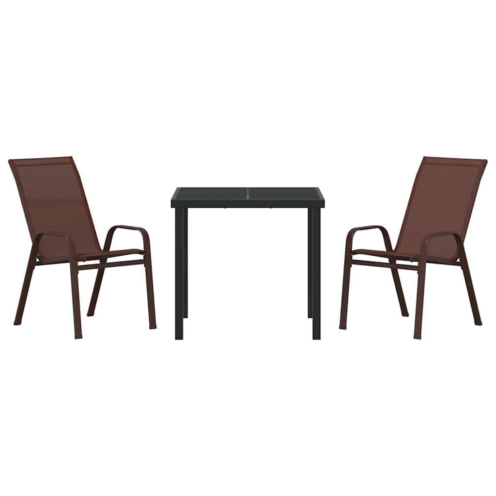 Ensemble de salle à manger pour jardin 3 pcs Marron et Noir - XIOS