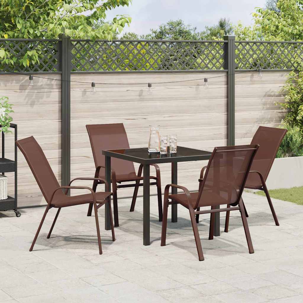 Ensemble de salle à manger pour jardin 5 pcs Marron et Noir - XIOS