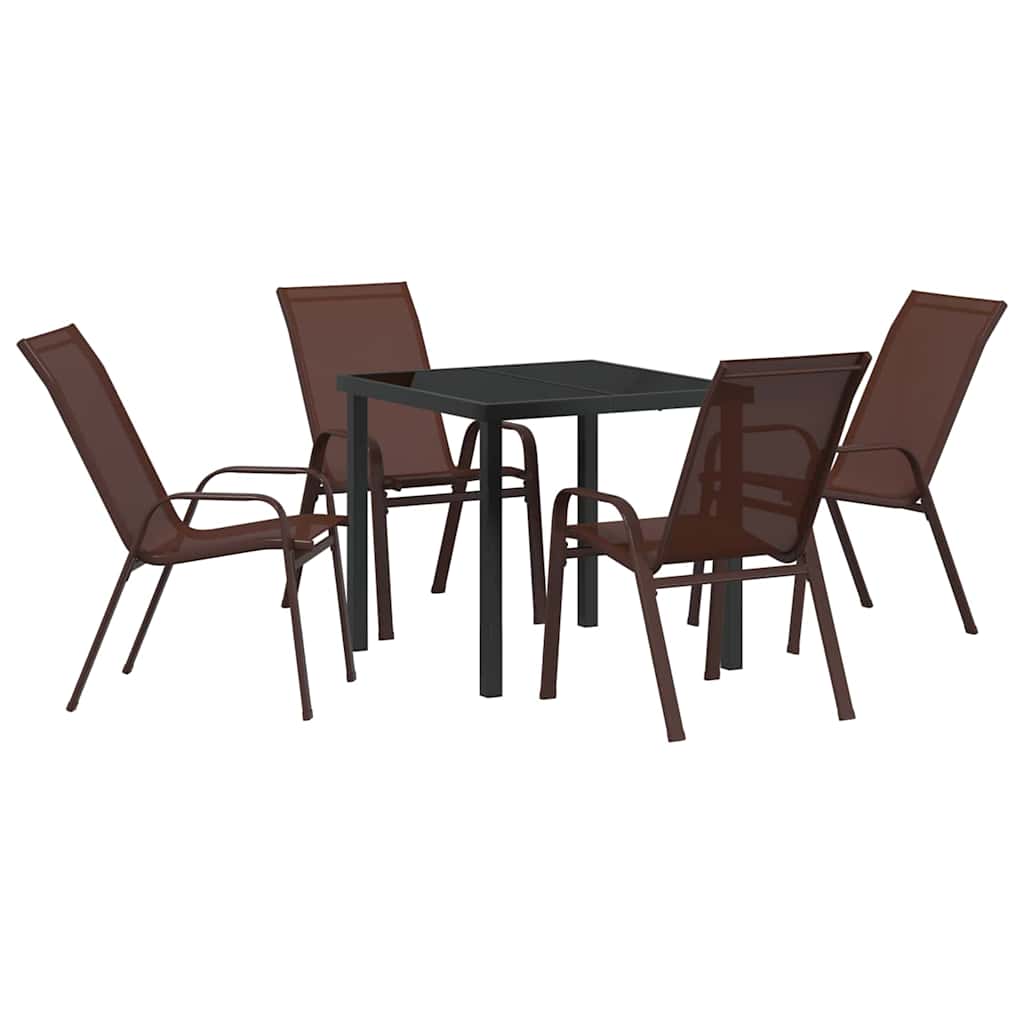 Ensemble de salle à manger pour jardin 5 pcs Marron et Noir - XIOS