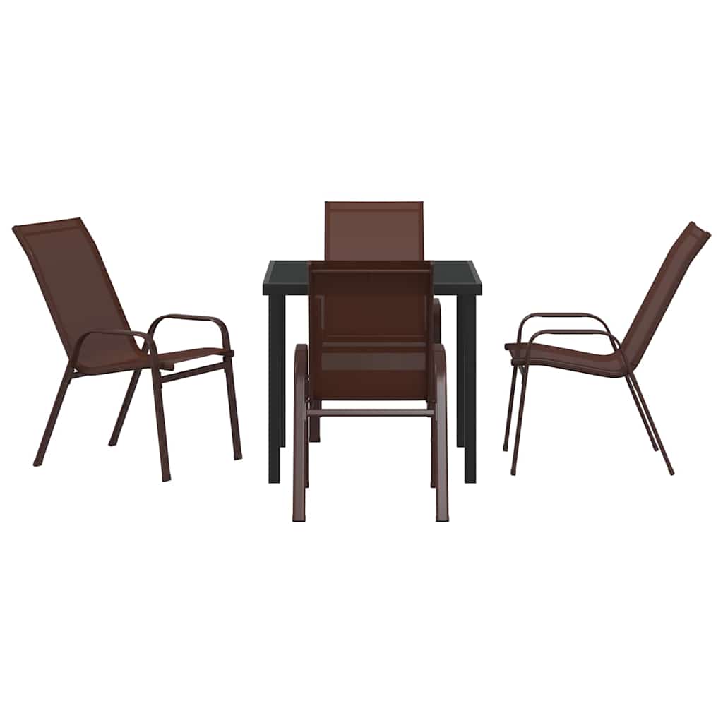 Ensemble de salle à manger pour jardin 5 pcs Marron et Noir - XIOS