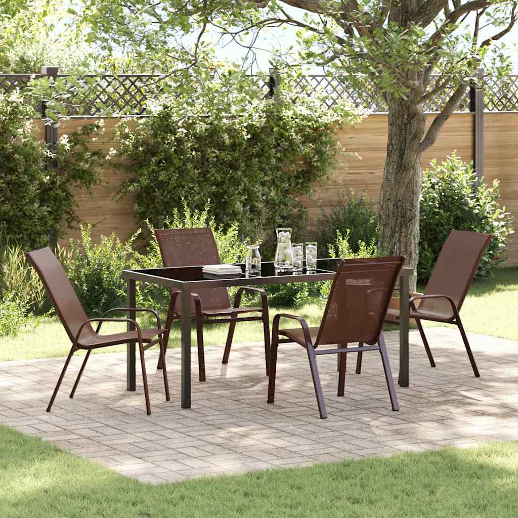 Ensemble de salle à manger pour jardin 5 pcs Marron et Noir - XIOS