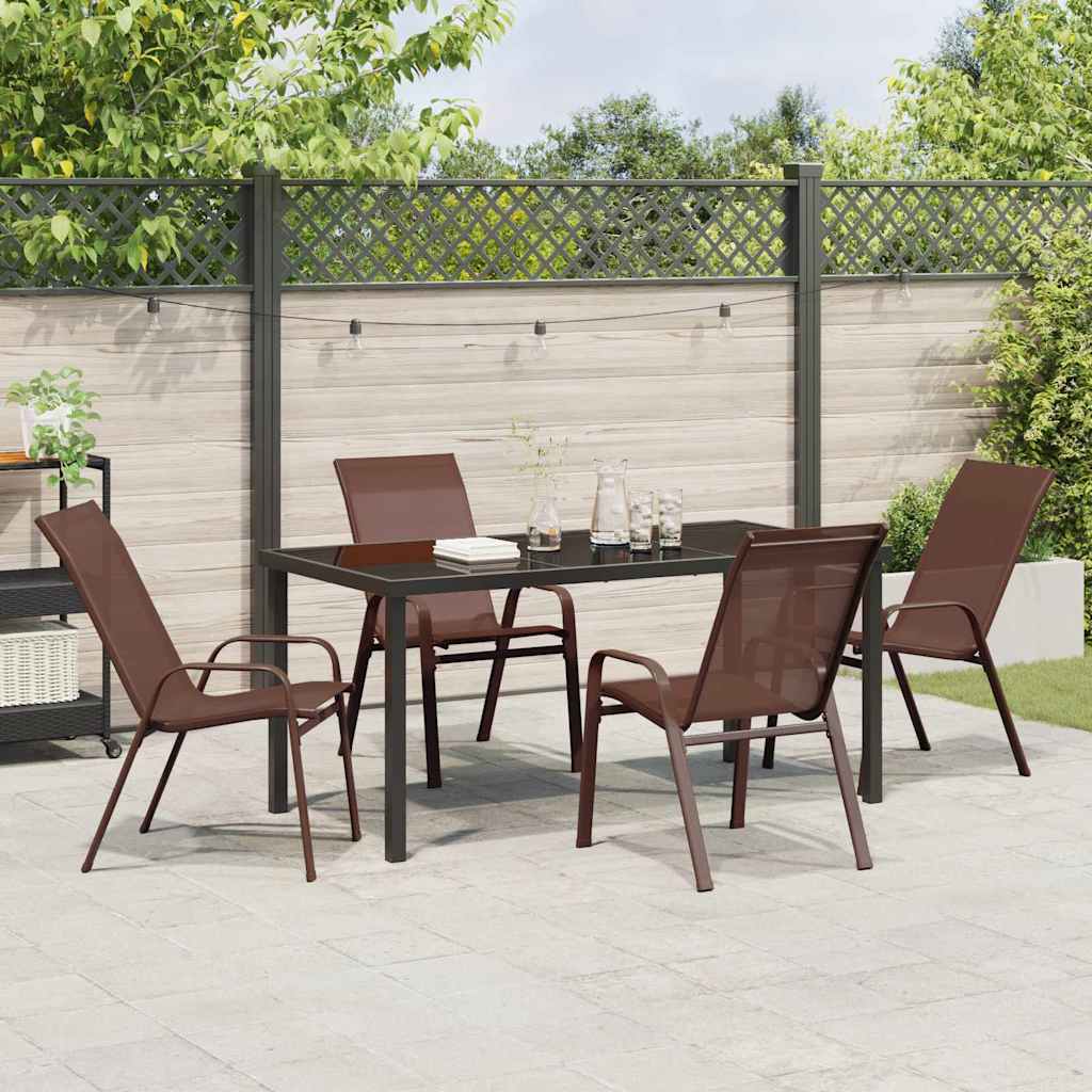 Ensemble de salle à manger pour jardin 5 pcs Marron et Noir - XIOS
