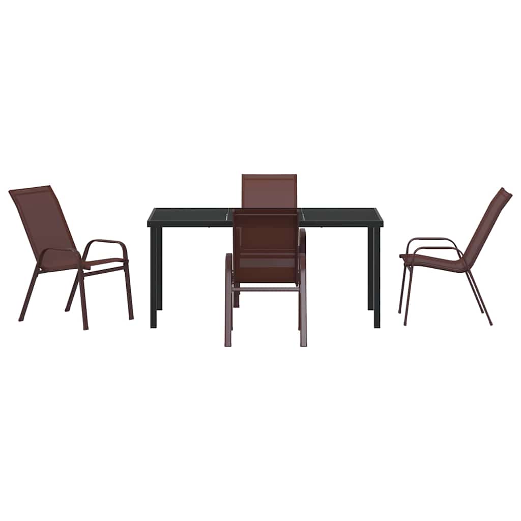 Ensemble de salle à manger pour jardin 5 pcs Marron et Noir - XIOS