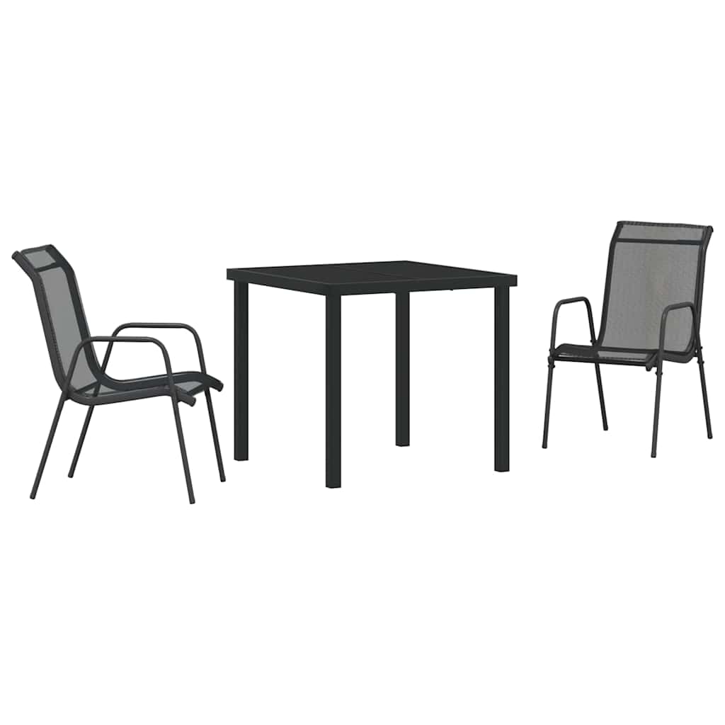 Ensemble de salle à manger pour jardin 3 pcs Noir - XIOS