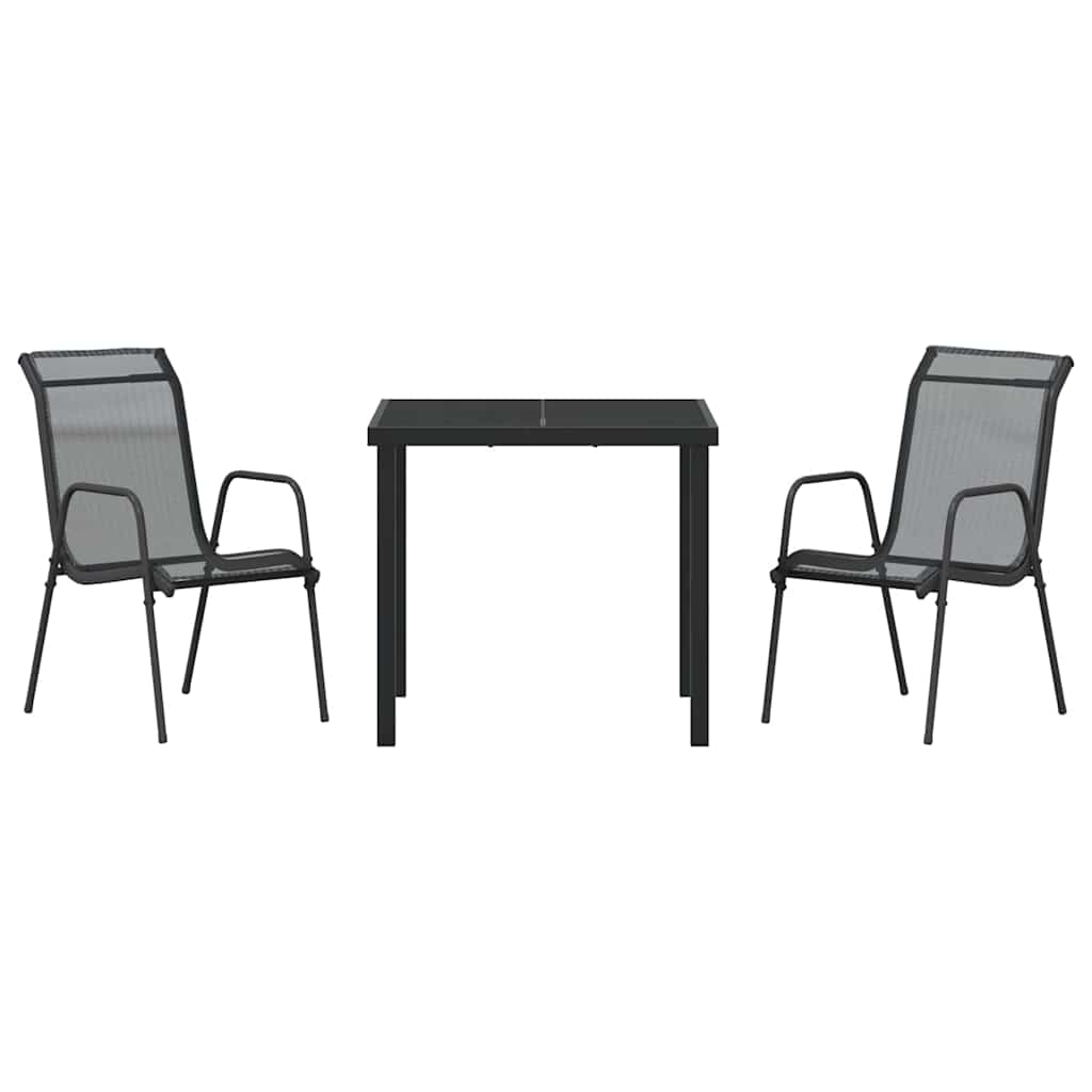 Ensemble de salle à manger pour jardin 3 pcs Noir - XIOS