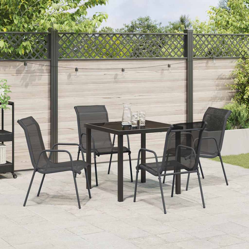 Ensemble de salle à manger pour jardin 5 pcs Noir - XIOS