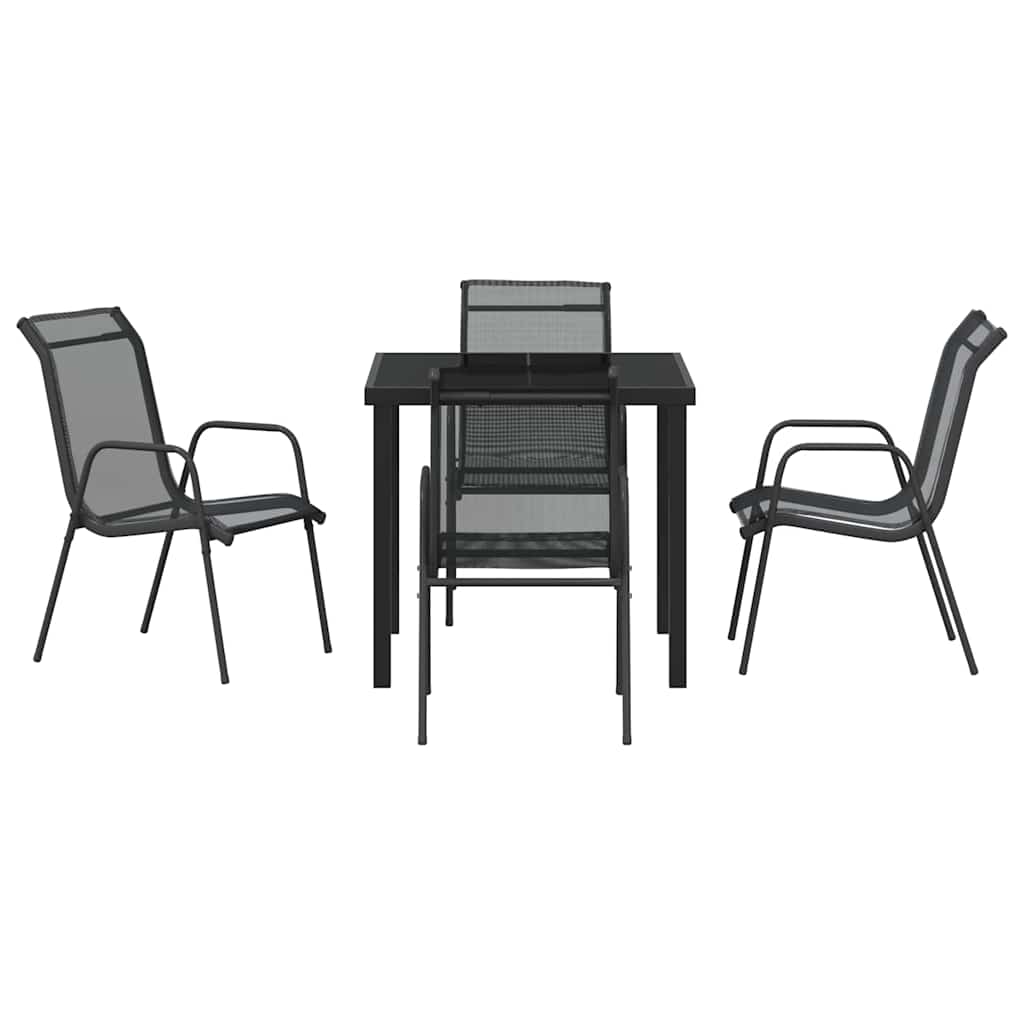 Ensemble de salle à manger pour jardin 5 pcs Noir - XIOS