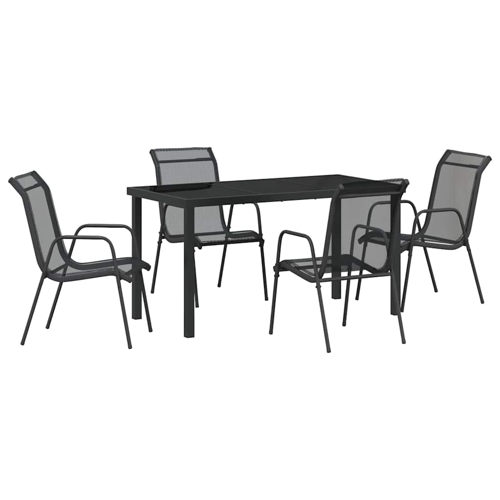 Ensemble de salle à manger pour jardin 5 pcs Noir - XIOS