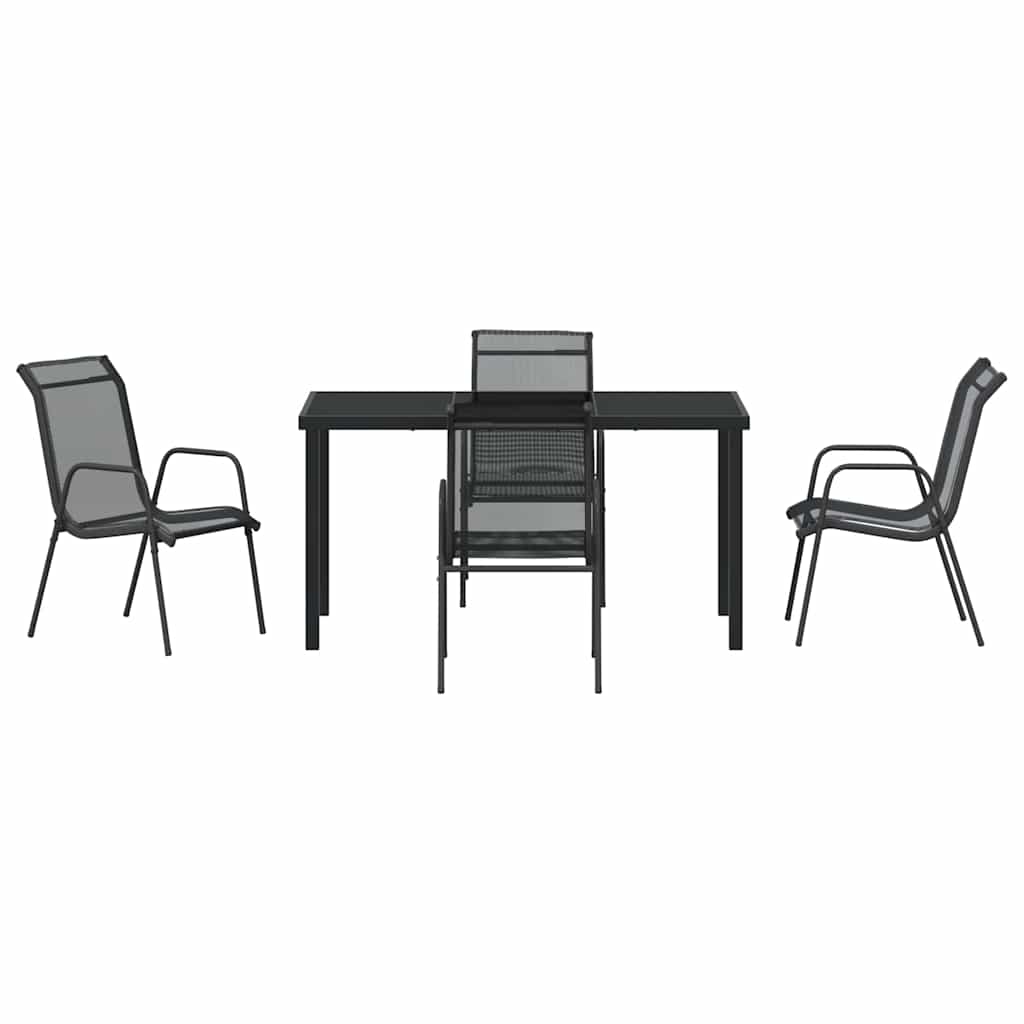 Ensemble de salle à manger pour jardin 5 pcs Noir - XIOS