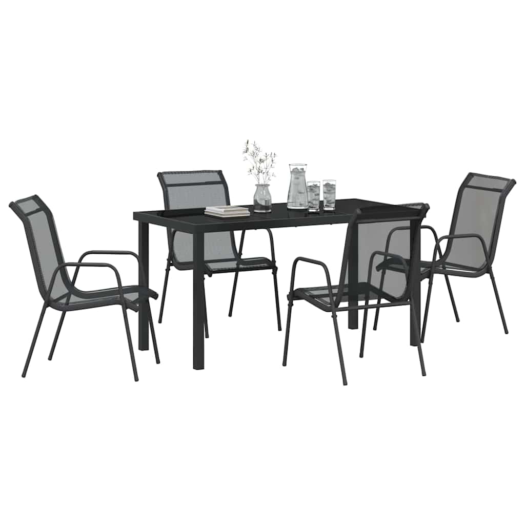Ensemble de salle à manger pour jardin 5 pcs Noir - XIOS