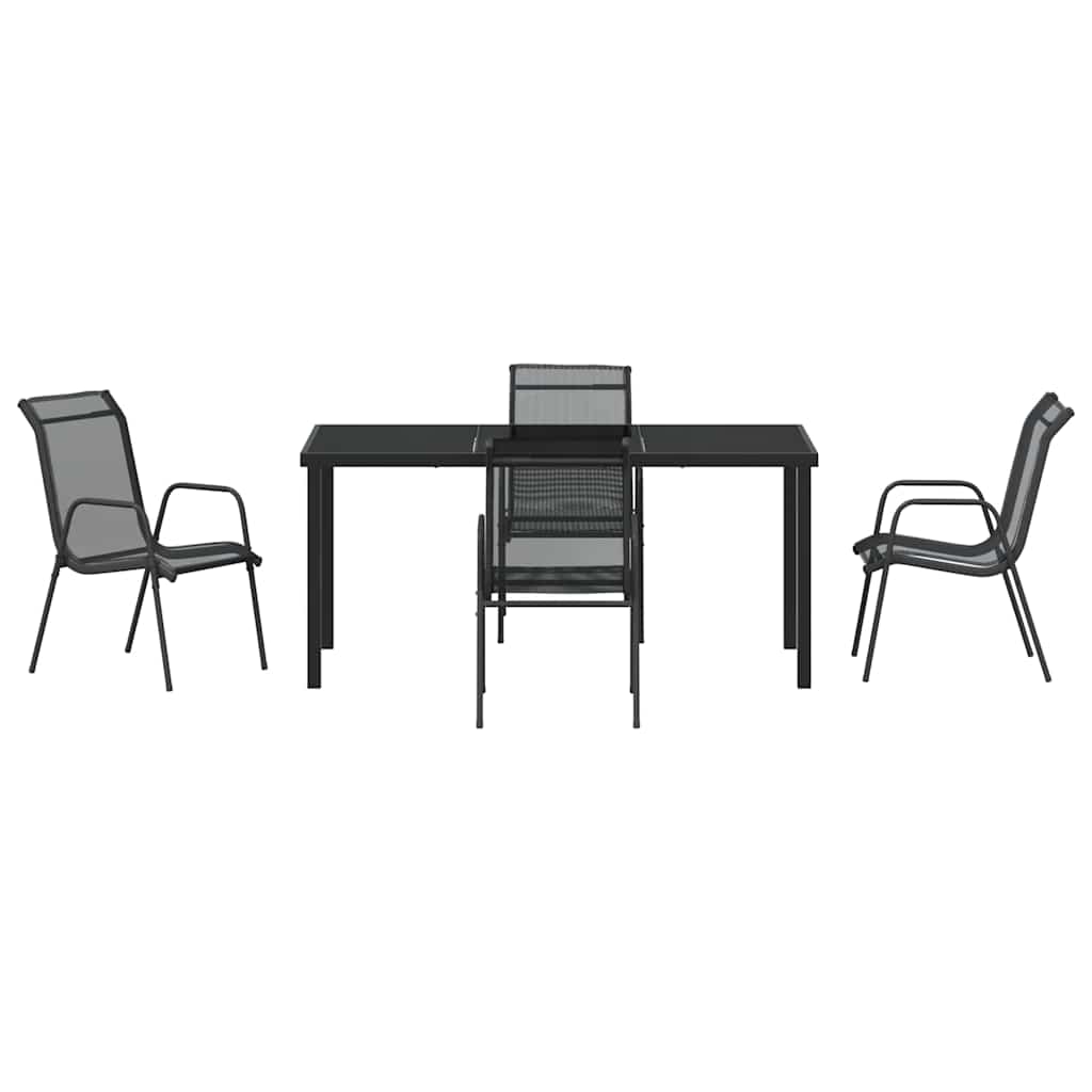 Ensemble de salle à manger pour jardin 5 pcs Noir - XIOS