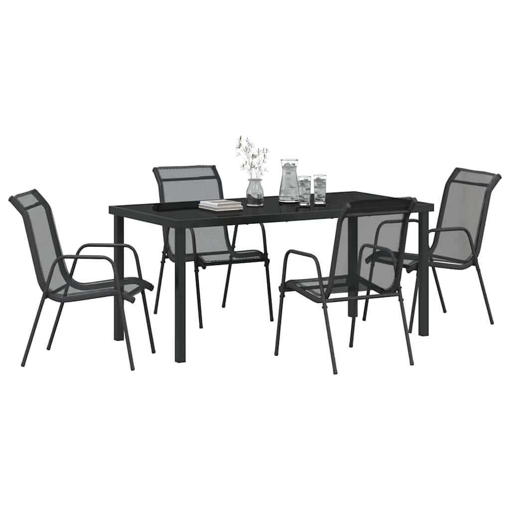 Ensemble de salle à manger pour jardin 5 pcs Noir - XIOS