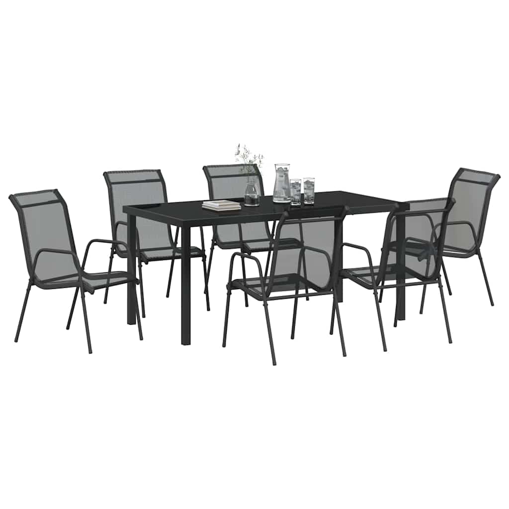 Ensemble de salle à manger pour jardin 7 pcs Noir - XIOS
