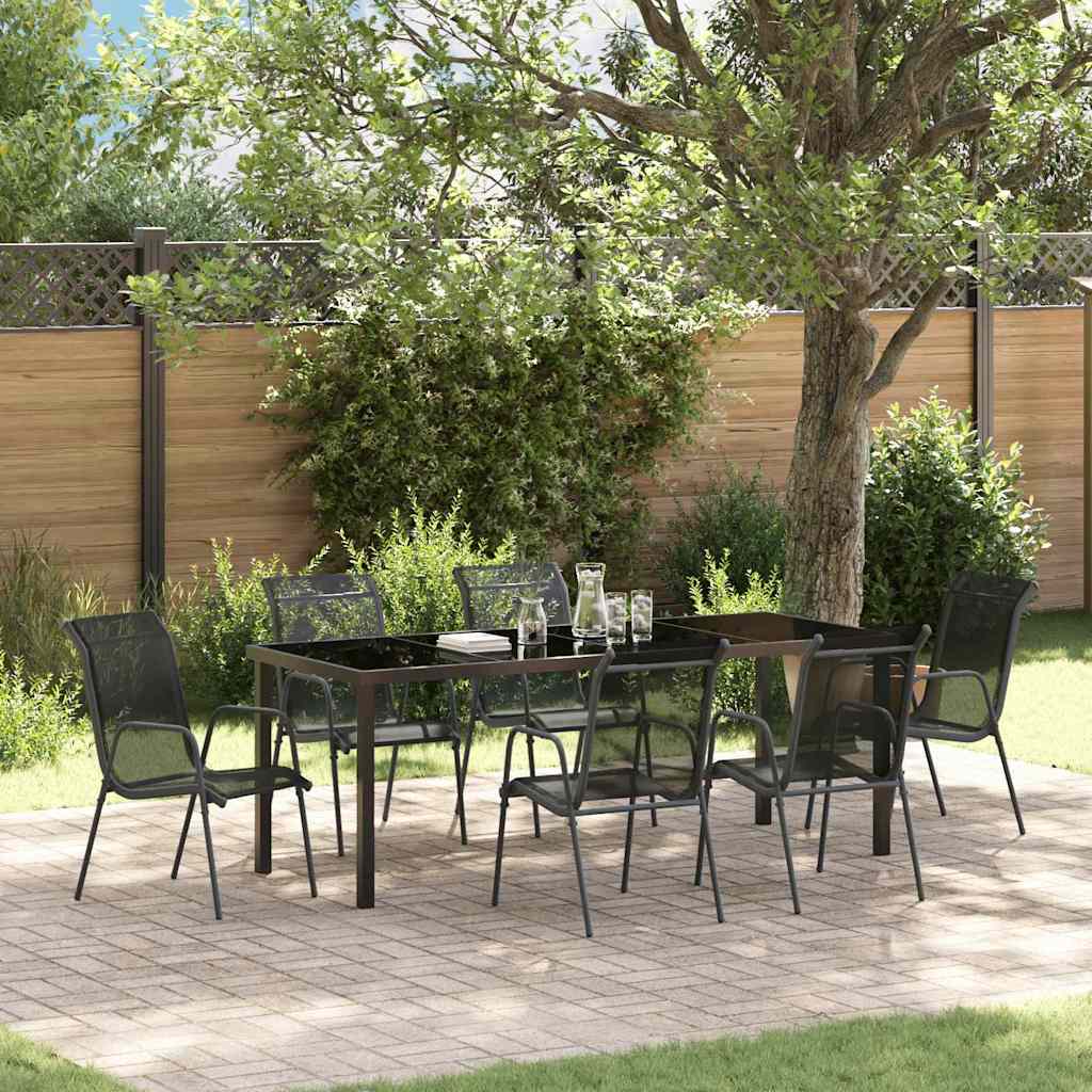 Ensemble de salle à manger pour jardin 7 pcs Noir - XIOS