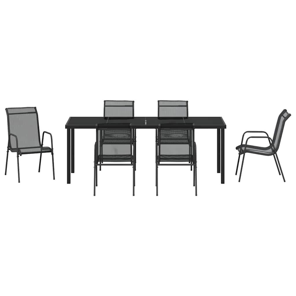 Ensemble de salle à manger pour jardin 7 pcs Noir - XIOS