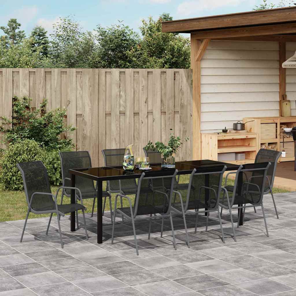 Ensemble de salle à manger pour jardin 9 pcs Noir - XIOS
