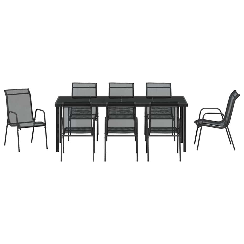 Ensemble de salle à manger pour jardin 9 pcs Noir - XIOS