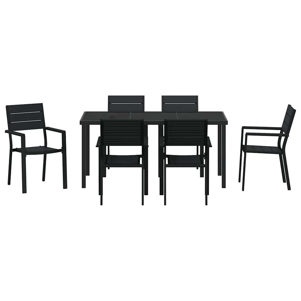 Ensemble de salle à manger pour jardin 7 pcs Noir - XIOS