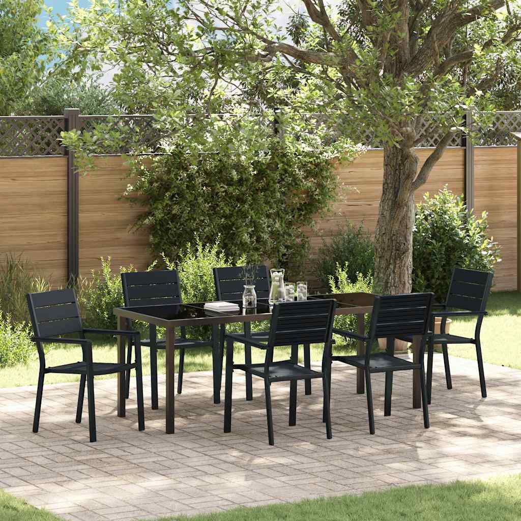 Ensemble de salle à manger pour jardin 7 pcs Noir - XIOS