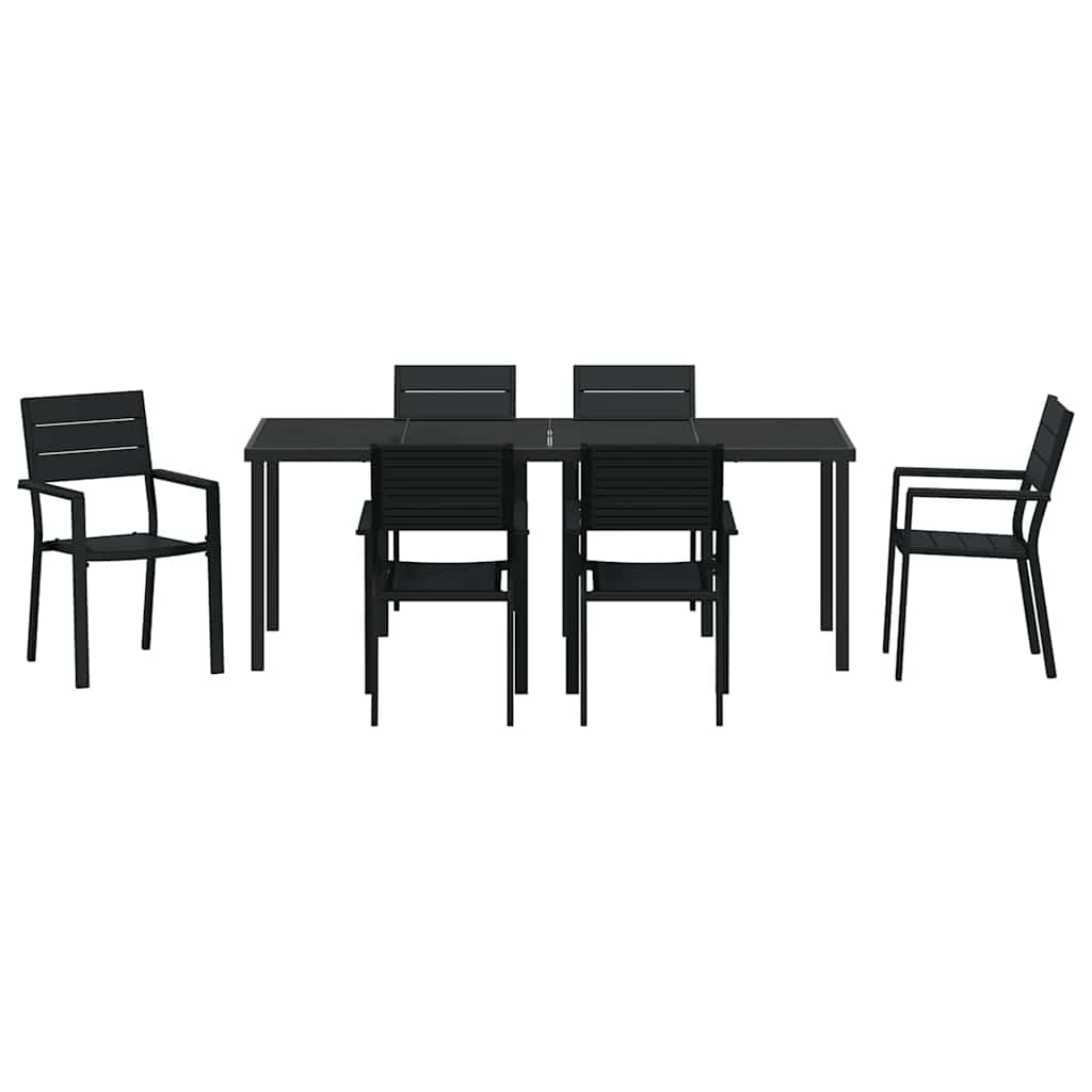 Ensemble de salle à manger pour jardin 7 pcs Noir - XIOS