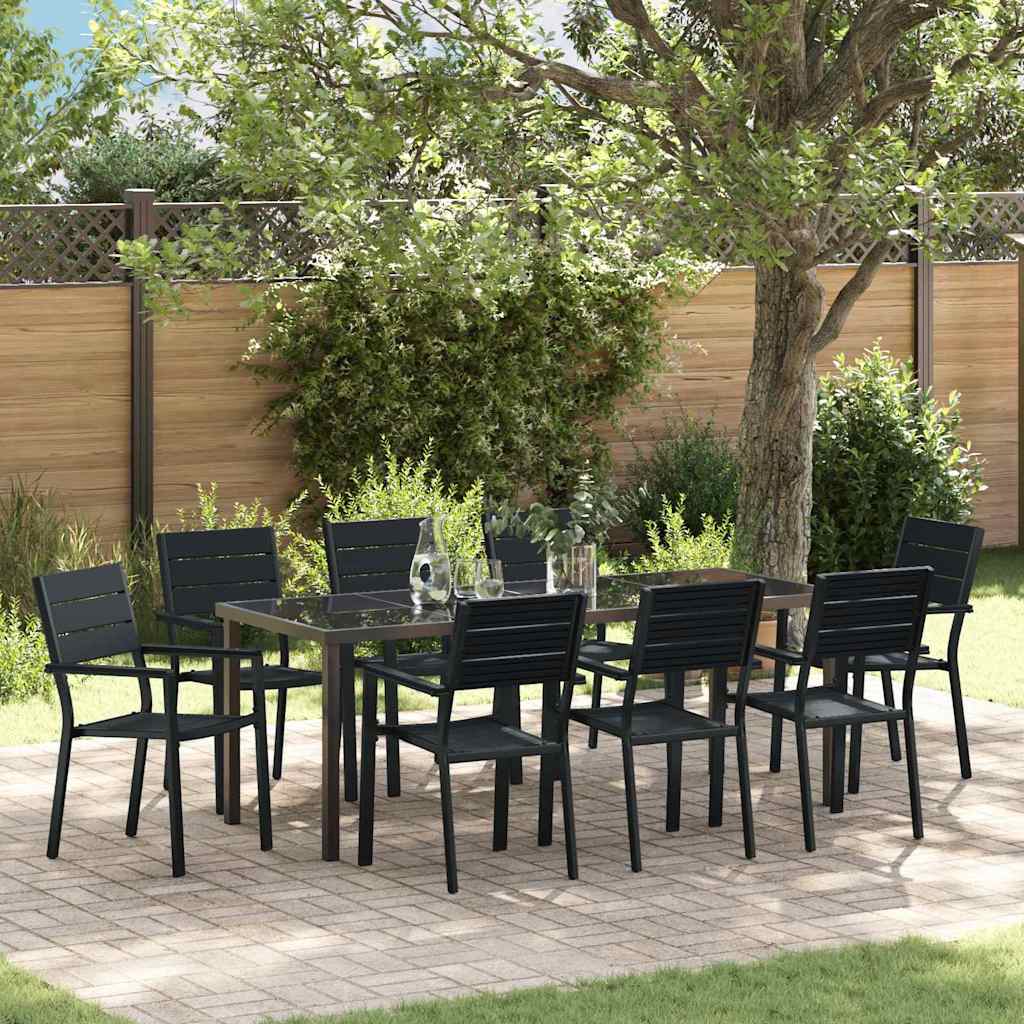 Ensemble de salle à manger pour jardin 9 pcs Noir - XIOS