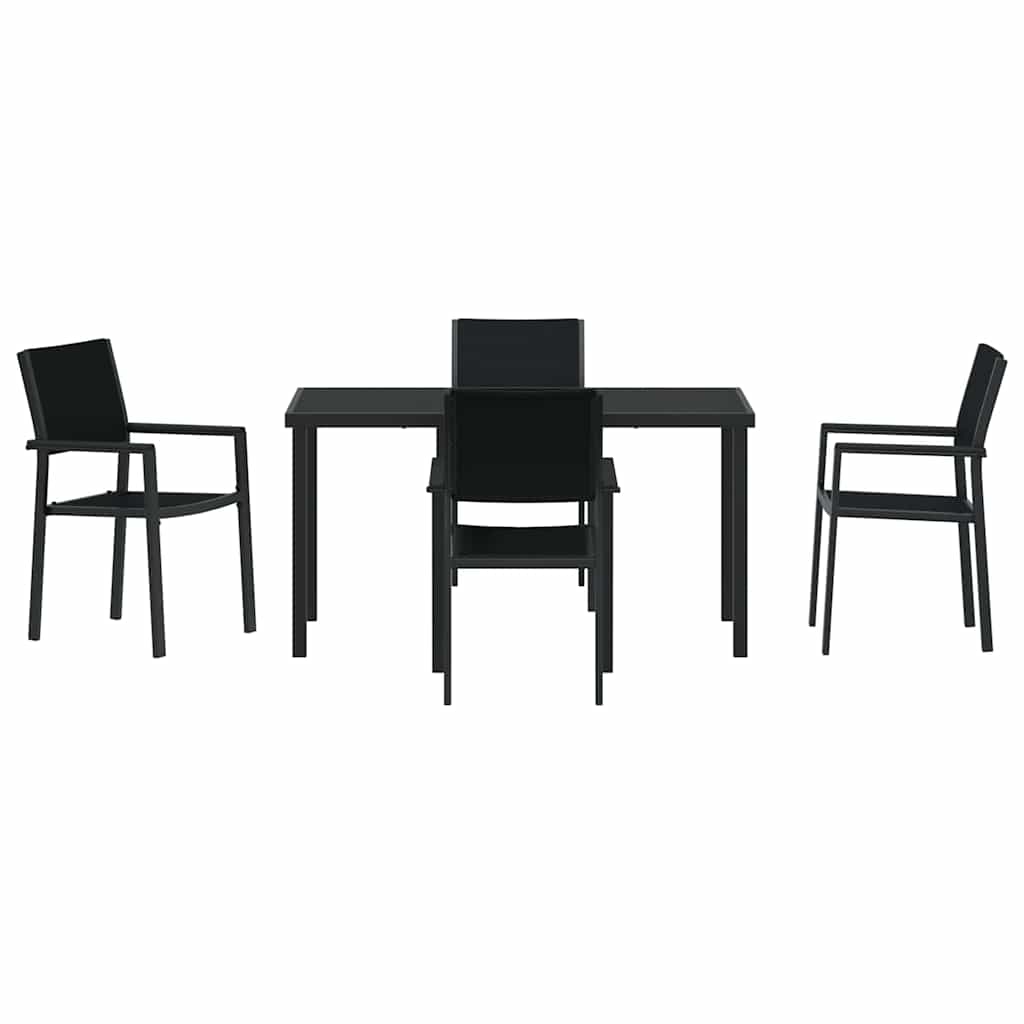 Ensemble de salle à manger pour jardin 5 pcs Noir - XIOS