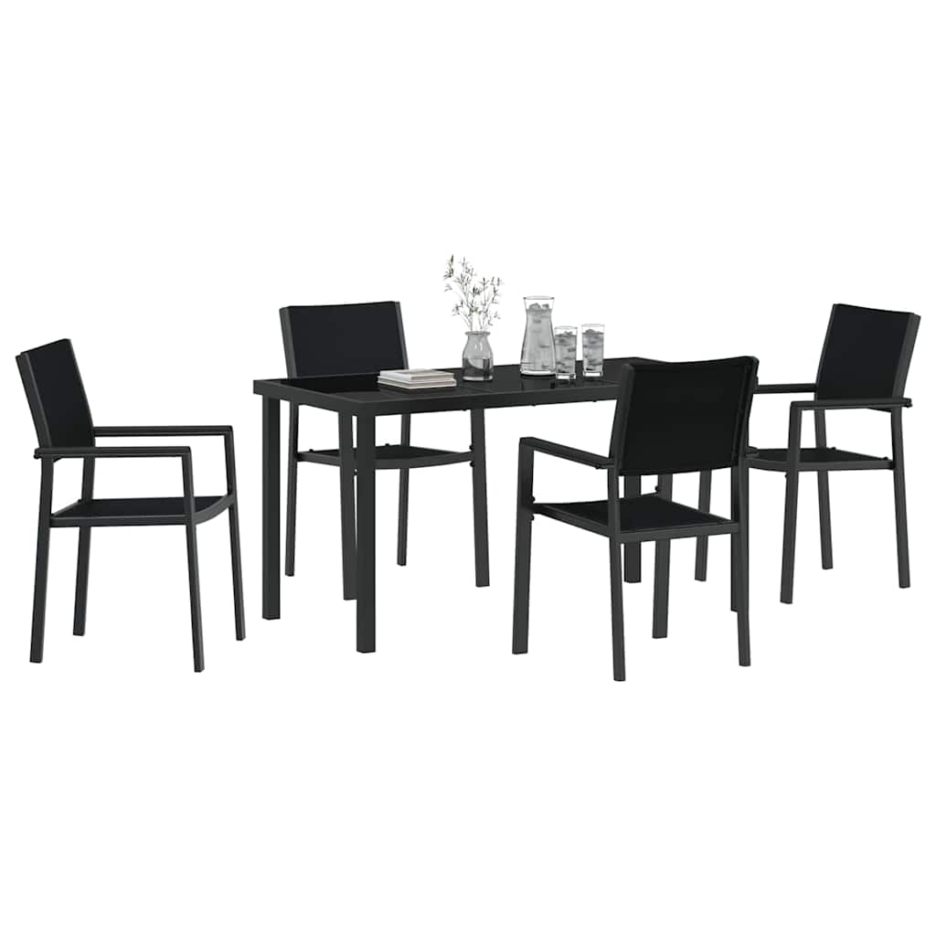 Ensemble de salle à manger pour jardin 5 pcs Noir - XIOS