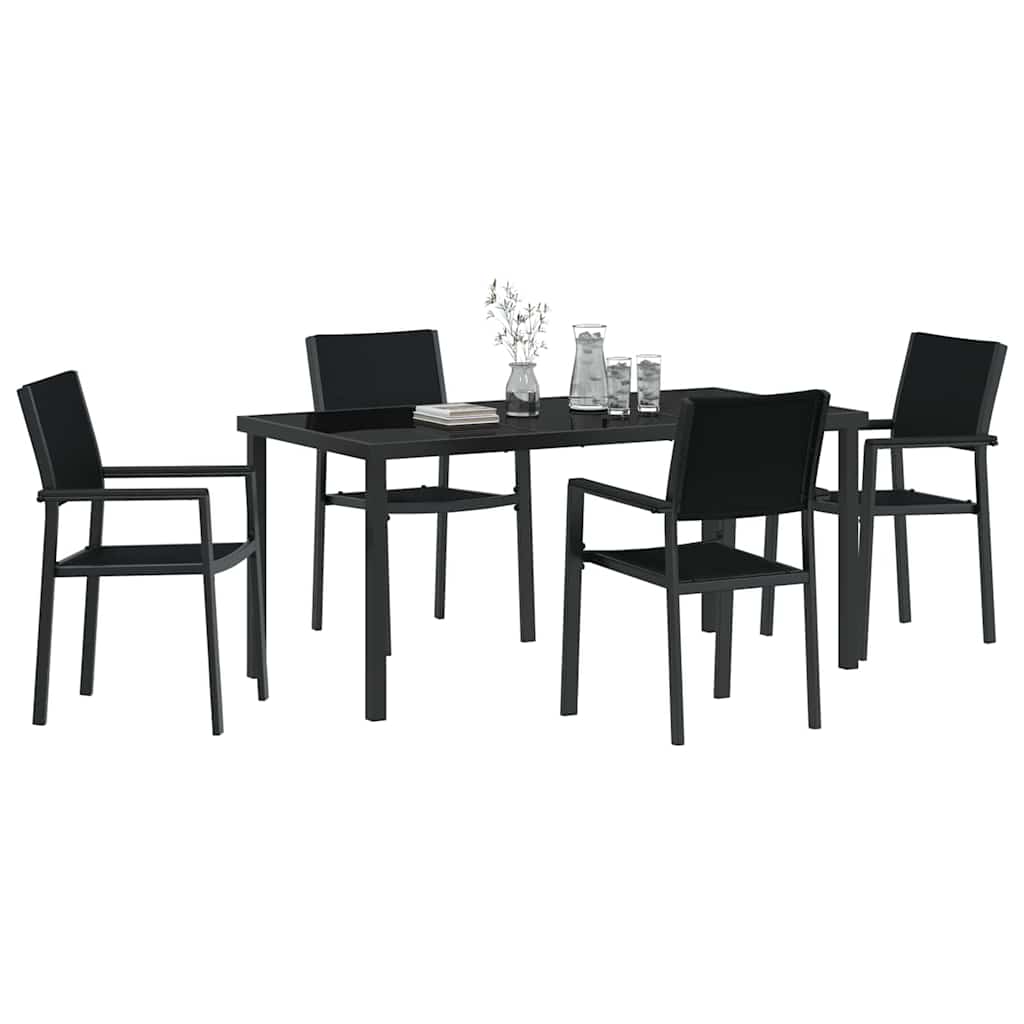 Ensemble de salle à manger pour jardin 5 pcs Noir - XIOS